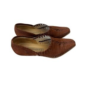 VTG Pointed Toe Made In Italy Woven Leather Slip On Huracha Loafers Size 7.5